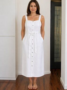 White Denim Midi Dress – Size EU 42 / US 10 – Castro Jeans 100%cotton